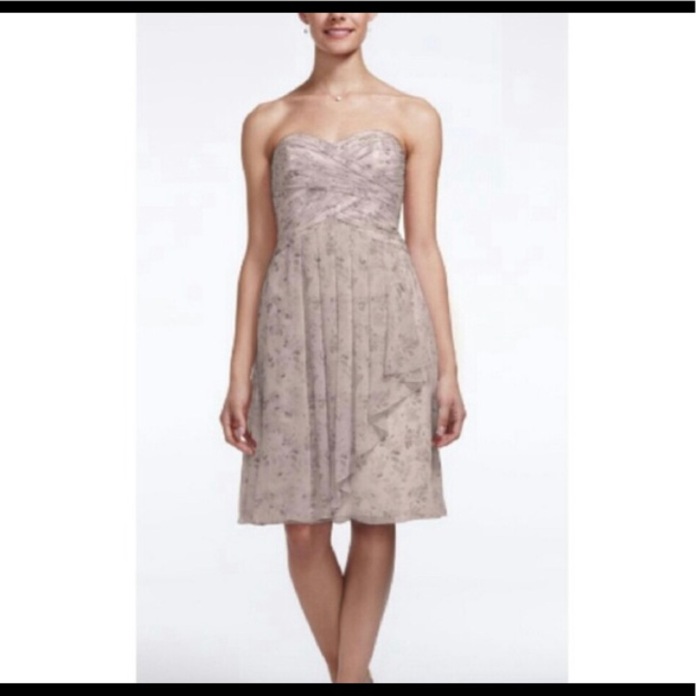 David’s Bridal Crinkle Chiffon Floral Dress
